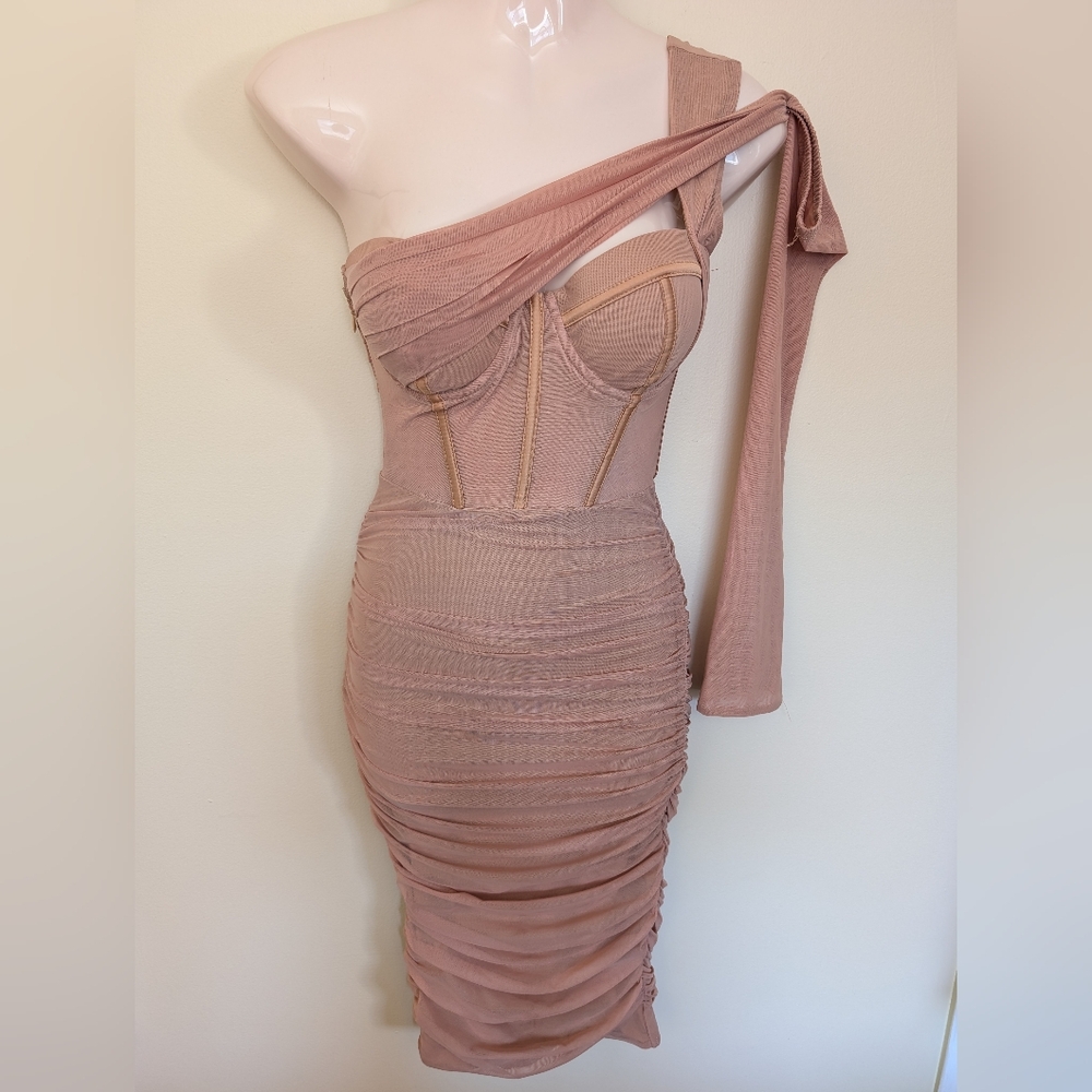 Oh Polly Ruched Mesh Net Dress 2 - Picture 3 of 8
